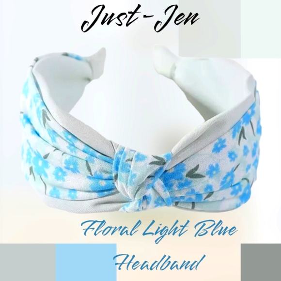 Just-Jen's Fashion Light Blue Floral Knotted Style Headband. NWT - Picture 2 of 11
